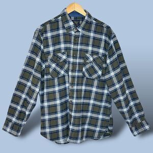 Jachs Mfg. Men's Heritage Flannel Shirt Size XL Green‎ Blue Plaid 100% Cotton